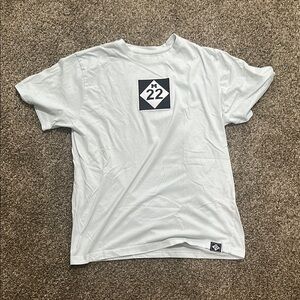 White Short Sleeve Tee with Geometric Front Design
